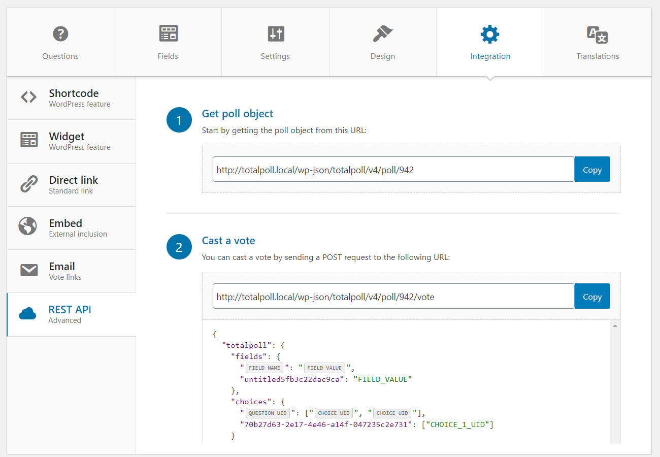 Poll REST API integration